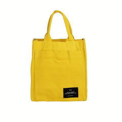 Stylish Red Navy Yellow Canvas Tote Bag with Multiple Compartments