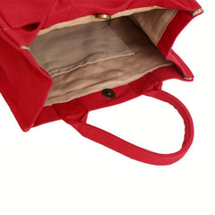 Stylish Red Navy Yellow Canvas Tote Bag with Multiple Compartments