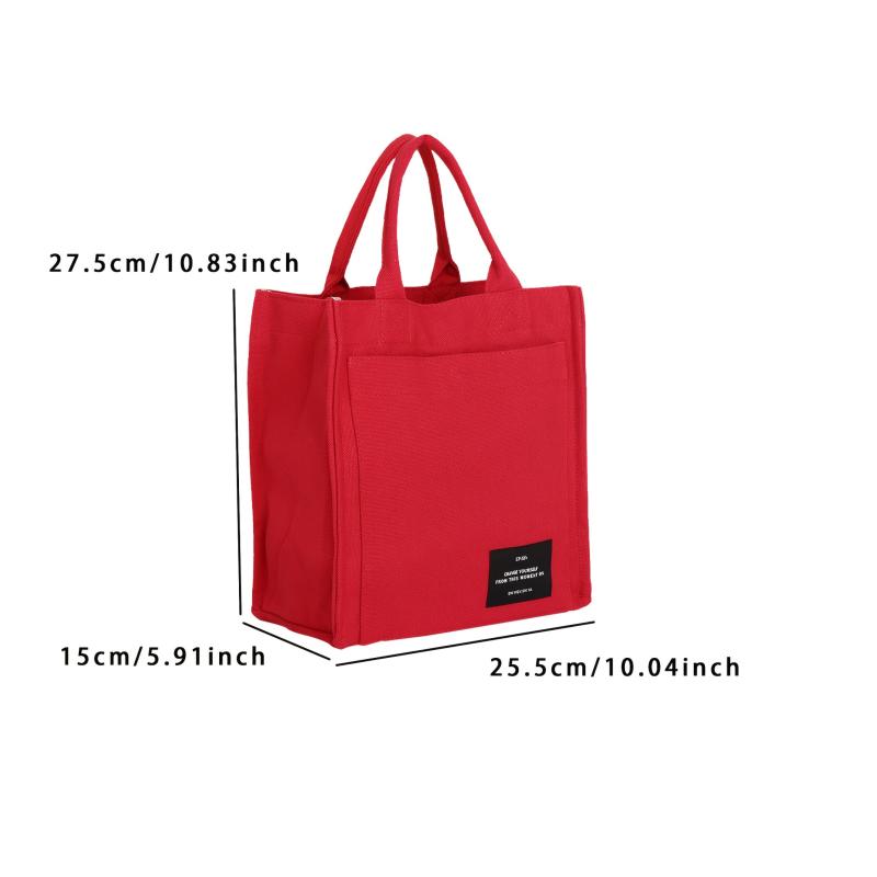 Stylish Red Navy Yellow Canvas Tote Bag with Multiple Compartments