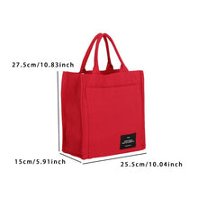 Stylish Red Navy Yellow Canvas Tote Bag with Multiple Compartments
