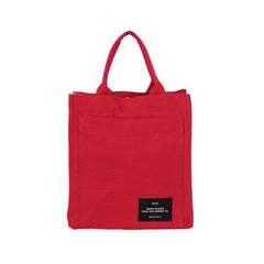 Stylish Red Navy Yellow Canvas Tote Bag with Multiple Compartments