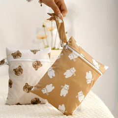 2pcs Bear & Bunny Print Wet Bags Reusable Organizer for Swimming Diape