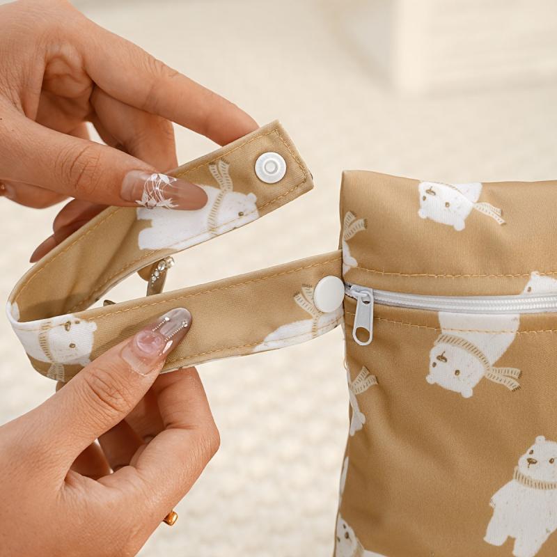 2pcs Bear & Bunny Print Wet Bags Reusable Organizer for Swimming Diape