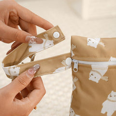 2pcs Bear & Bunny Print Wet Bags Reusable Organizer for Swimming Diape