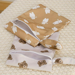 2pcs Bear & Bunny Print Wet Bags Reusable Organizer for Swimming Diape