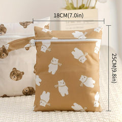 2pcs Bear & Bunny Print Wet Bags Reusable Organizer for Swimming Diape