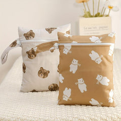 2pcs Bear & Bunny Print Wet Bags Reusable Organizer for Swimming Diape