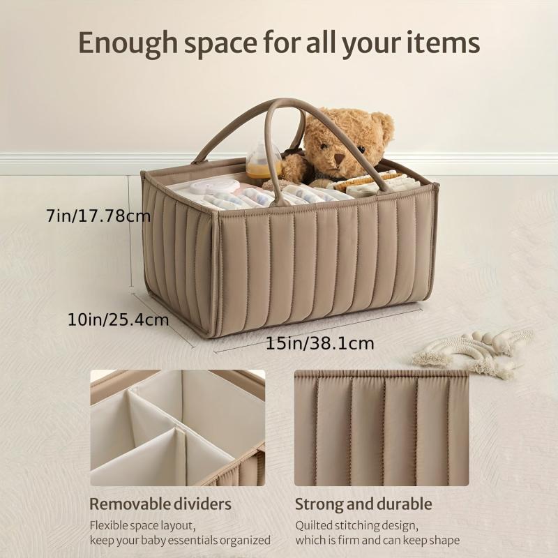 Mom's Portable Diaper Organizer Basket - Diaper Storage with Stri...
