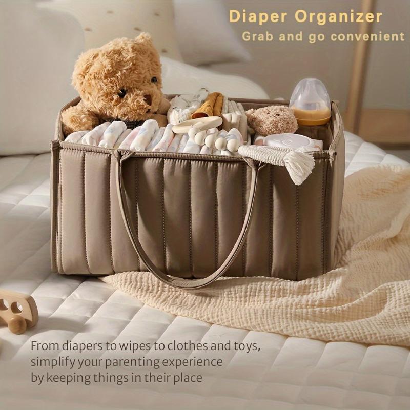 Mom's Portable Diaper Organizer Basket - Diaper Storage with Stri...