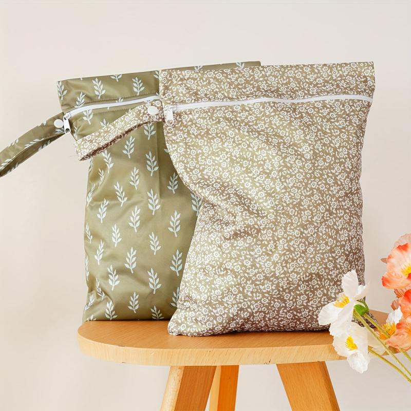 2pcs Reusable Wet Dry Bags 25 4x35 Nappy Changing Pouches Sun & Cactus Patterns