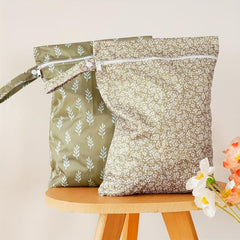 2pcs Reusable Wet Dry Bags 25 4x35 Nappy Changing Pouches Sun & Cactus Patterns
