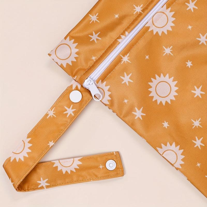 2pcs Reusable Wet Dry Bags 25 4x35 Nappy Changing Pouches Sun & Cactus Patterns