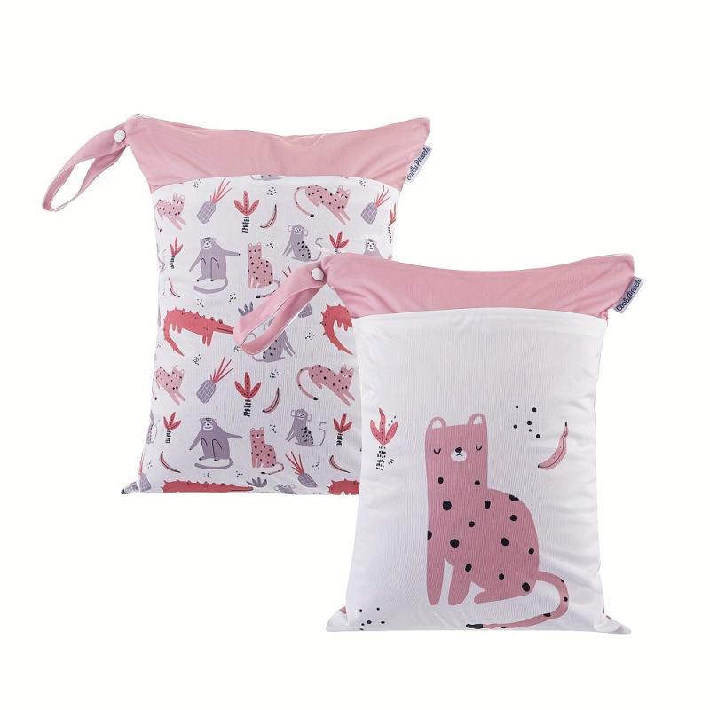 2pcs Large Diaper Wet Dry Storage Bags 30x40cm Double Zipper Printed