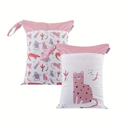2pcs Large Diaper Wet Dry Storage Bags 30x40cm Double Zipper Printed