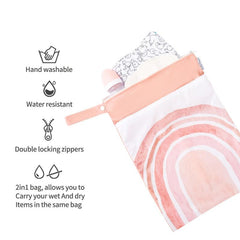 2pcs Large Diaper Wet Dry Storage Bags 30x40cm Double Zipper Printed