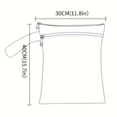 2pcs Large Diaper Wet Dry Storage Bags 30x40cm Double Zipper Printed