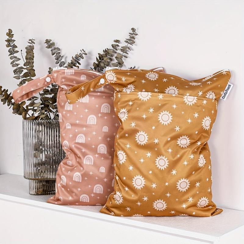 2pcs Large Diaper Wet Dry Storage Bags 30x40cm Double Zipper Printed