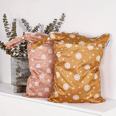 2pcs Large Diaper Wet Dry Storage Bags 30x40cm Double Zipper Printed