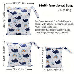 3pcs Reusable Wet Diaper Bags in Various Sizes