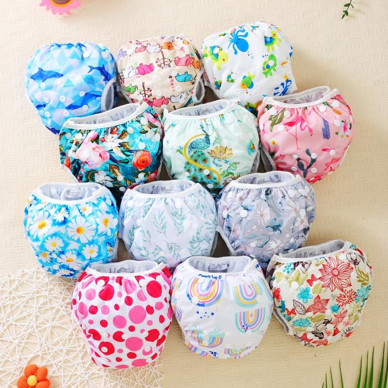 3pcs 5pcs Random Prints Kids Cloth Swim Diapers Reusable