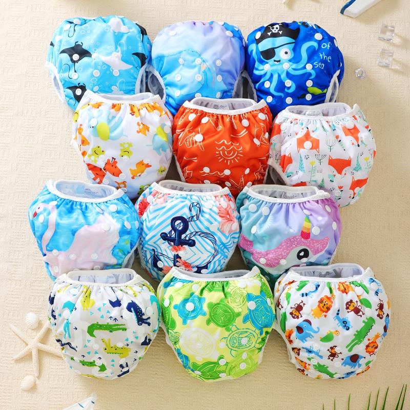 3pcs 5pcs Random Prints Kids Cloth Swim Diapers Reusable