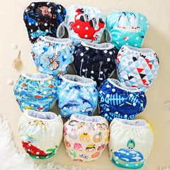 3pcs 5pcs Random Prints Kids Cloth Swim Diapers Reusable