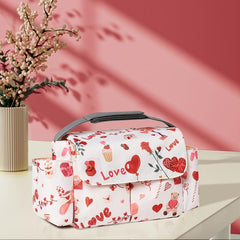 Floral Nylon Diaper Bag with Bottle Holder Multifunctional Stroller Organizer