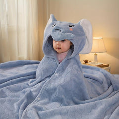 Kids 3D Cartoon Animal Hooded Bath Towel 80x120cm Yellow Green Peach