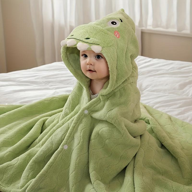 Kids 3D Cartoon Animal Hooded Bath Towel 80x120cm Yellow Green Peach