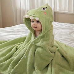 Kids 3D Cartoon Animal Hooded Bath Towel 80x120cm Yellow Green Peach