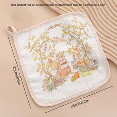 Set of 4 Assorted Cartoon Washcloths with 6 Layer Absorbent Squares
