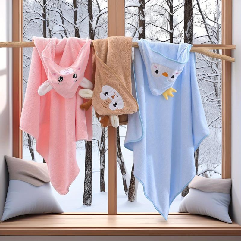 Kids' Hooded Animal Pattern Bath Towel 31.5 x 31.5