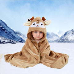 Kids' Hooded Animal Pattern Bath Towel 31.5 x 31.5