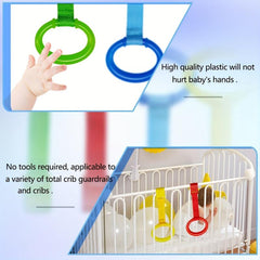 BEZEKIN 2pcs Kids Crib Pull Rings Walking Aid Vibrant Yellow & Green
