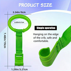 BEZEKIN 2pcs Kids Crib Pull Rings Walking Aid Vibrant Yellow & Green