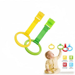 BEZEKIN 2pcs Kids Crib Pull Rings Walking Aid Vibrant Yellow & Green