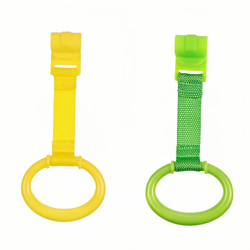 BEZEKIN 2pcs Kids Crib Pull Rings Walking Aid Vibrant Yellow & Green