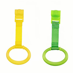 BEZEKIN 2pcs Kids Crib Pull Rings Walking Aid Vibrant Yellow & Green