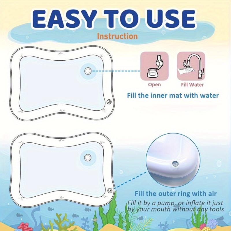 Inflatable Water Mat for Tummy Time Outdoor Play & Sensory Development