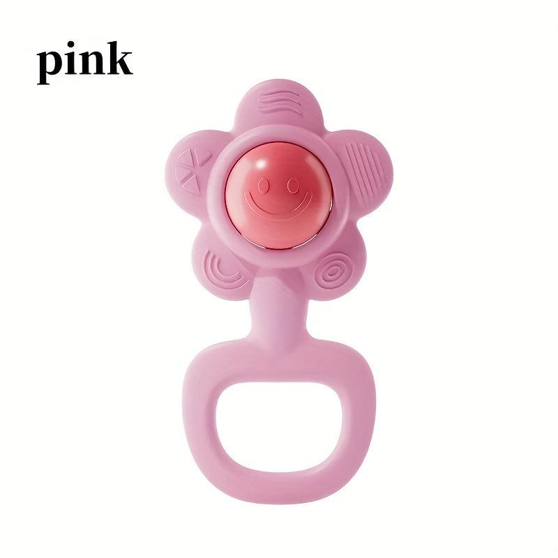 Silicone Sunflower Rattle Toy, Safe and Washable for Kids