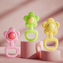 Silicone Sunflower Rattle Toy, Safe and Washable for Kids