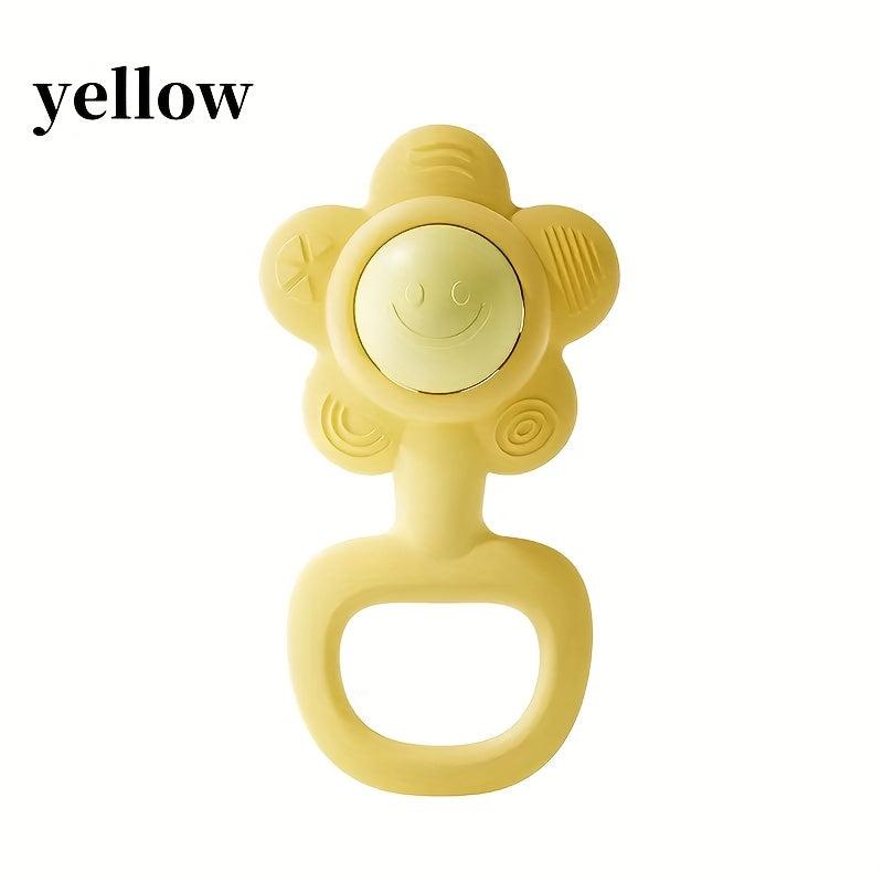 Silicone Sunflower Rattle Toy, Safe and Washable for Kids