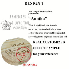 Personalized Baby Keepsake Box Natural Wood Annika & Bear Illustration