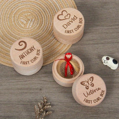 Personalized Wooden First Haircut Holder with First Curl Box - Ideal Kids Gift
