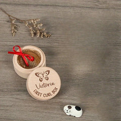 Personalized Wooden First Haircut Holder with First Curl Box - Ideal Kids Gift
