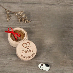 Personalized Wooden First Haircut Holder with First Curl Box - Ideal Kids Gift