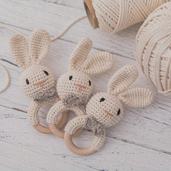 Rabbit Knitted Rattle Crochet Grab Toy Christmas Gift
