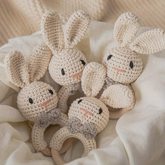 Rabbit Knitted Rattle Crochet Grab Toy Christmas Gift