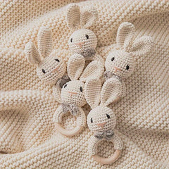 Rabbit Knitted Rattle Crochet Grab Toy Christmas Gift