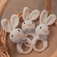 Rabbit Knitted Rattle Crochet Grab Toy Christmas Gift